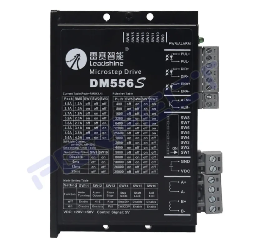 LeadShine DM556S 2 Phase Stepper Motor Driver 18-50VDC 1.4-5.6A Stepper Motor Controller for Nema17 Nema23 Nema34