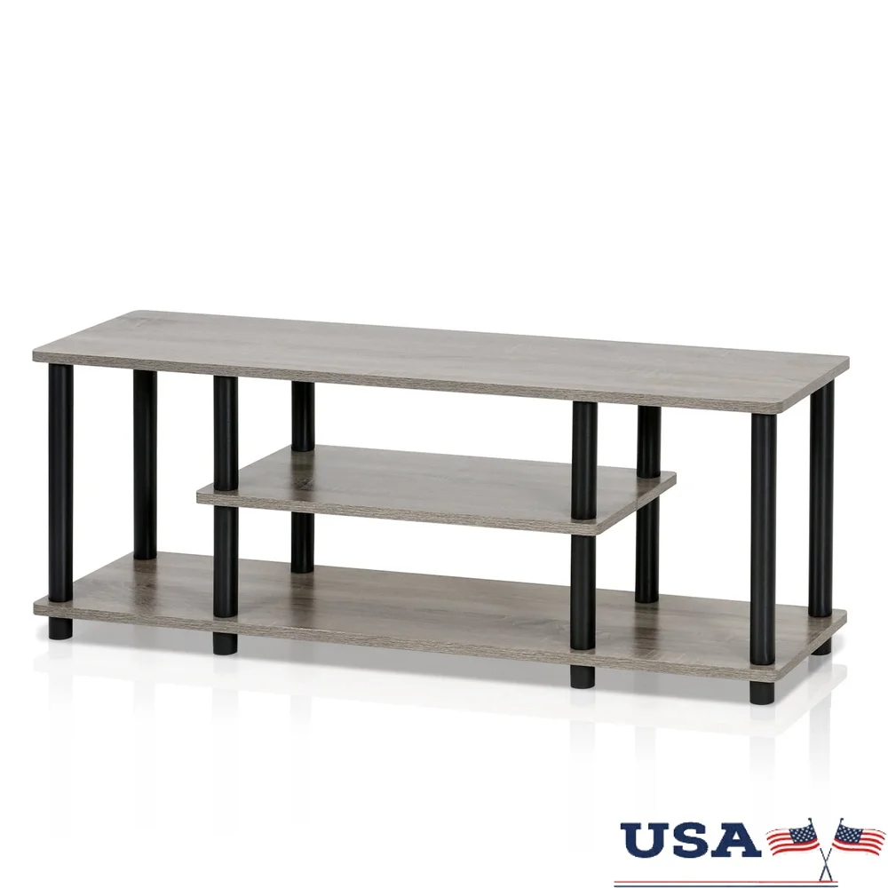 

No Tool 3-Tier Entertainment TV Stand Open Display Rack Durable Composite Wood PVC Tube Easy Assembly Suitable Any Room