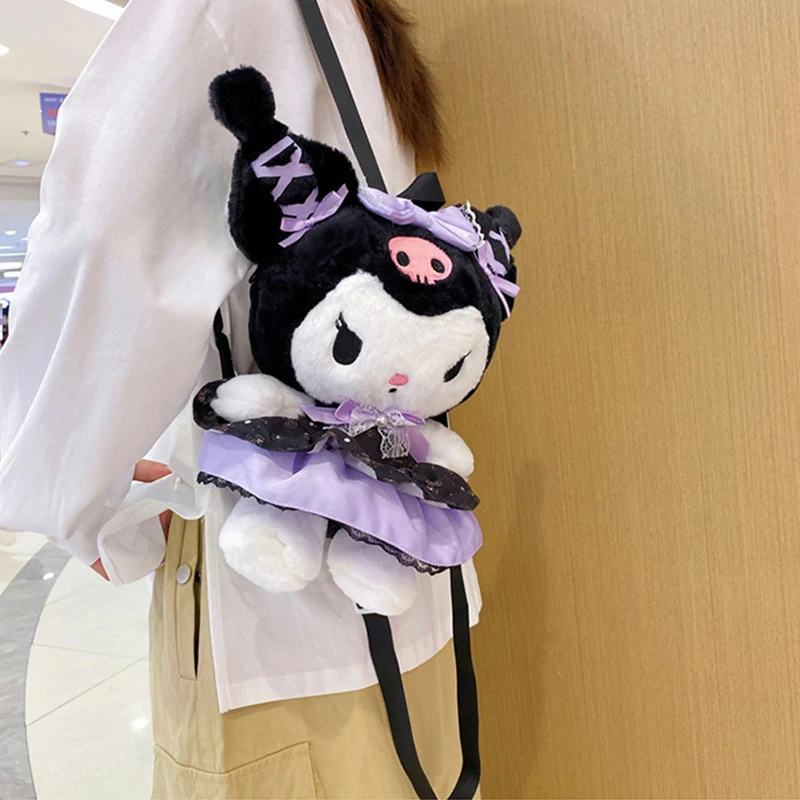 Sanrio-Bolso de peluche estilo Lolita para mujer, mochila Kawaii Kuromi, muñeco de peluche de animales, bolsa de My Melody, Tote de moda, navidad