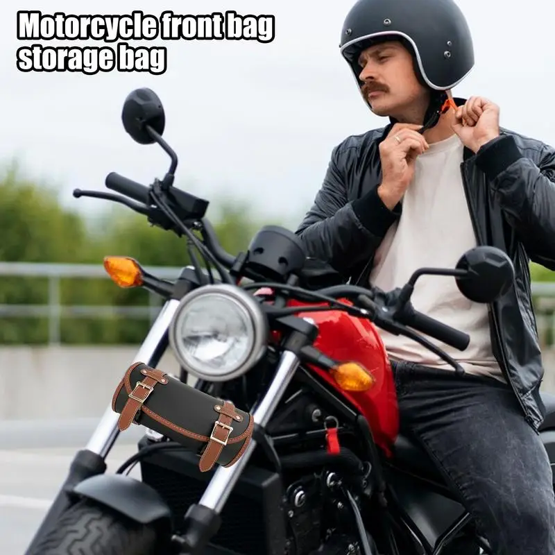 Motorcycle Seat Bag Motorcycle Saddle Bag Tool Organizer Waterproof Leather Saddlebags Storage Organizer Retro Pouch With