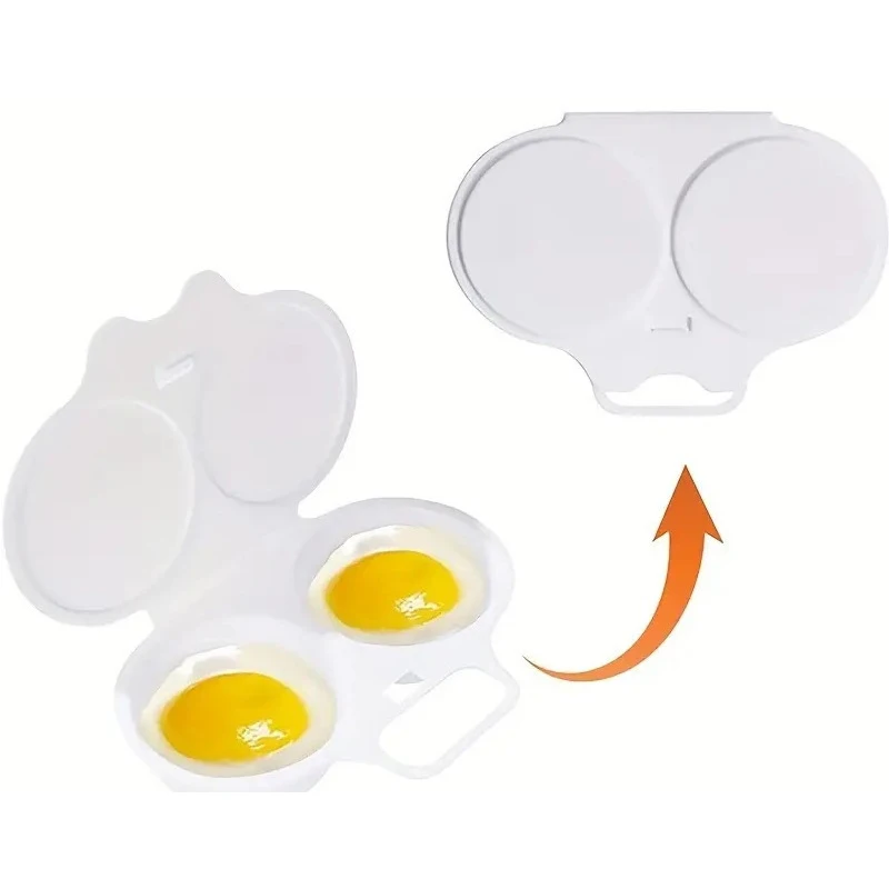 Microwave Egg Poacher Reusable Microwave Eggs Steamer 2 Cavity Nonstick Poached Egg Maker with Lid Egg Mold Kitchen Gadgets