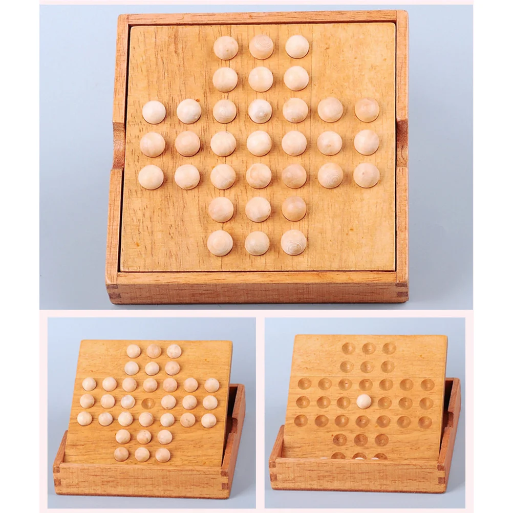 Classical Single Chess Peg Wood Board Game for Family Adult Brain Puzzle Improve Creativity