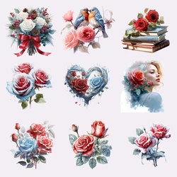 10cm Rose Flower Iron On Heat Transfer Stickers For Kids Ironing Transfers Decals For Clothing Diy Clothes Appliques