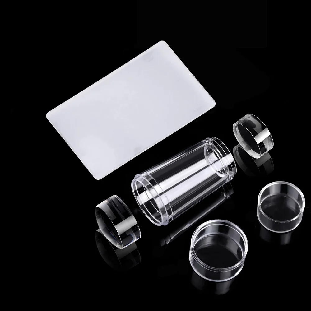 LULAA مزدوج الرأس مسمار شفاف الختام مع مكشطة عدة ختم مسمار الفن الأظافر الإكسسوارات سيليكون ختم مانيكير أدوات #1