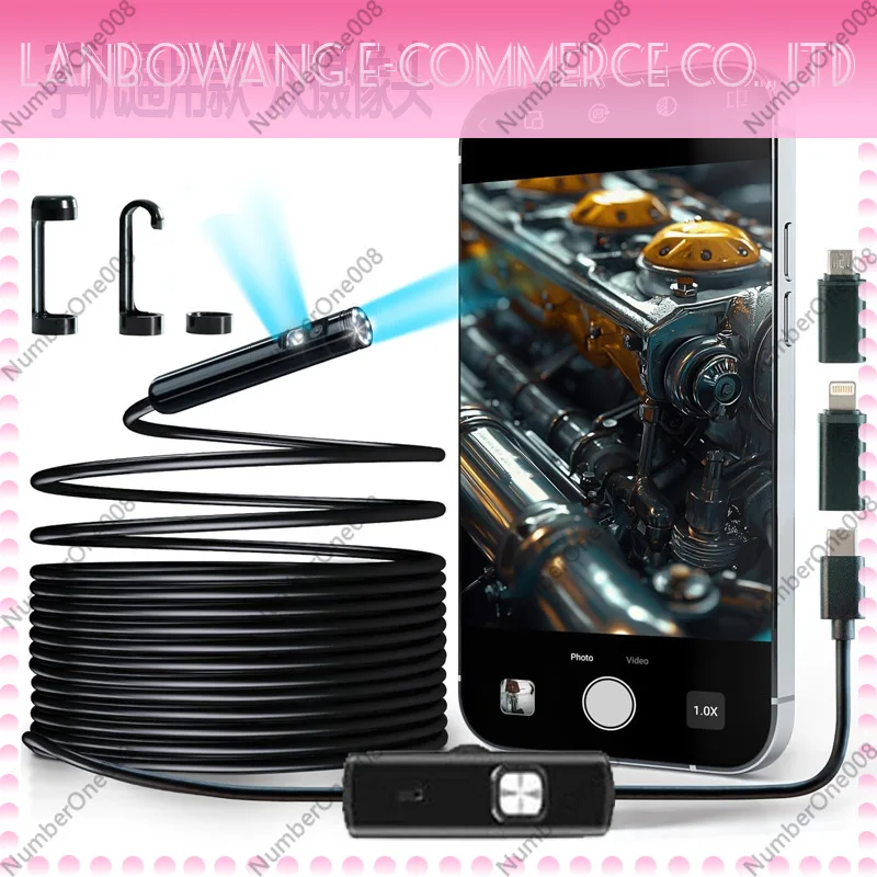 Apple Android universal high definition 1920P1440P semi-rigid hard wire endoscope auto repair industrial pipe camera