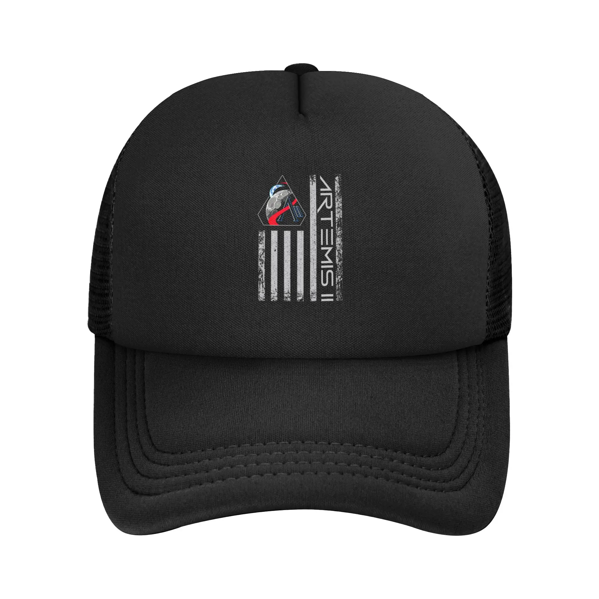 Unisex A-Artemis II Return to The Moon Patriotic Trucker Cap Mesh Baseball Caps Polyester  Hat Trucker Hat Adjustable Dad Hat