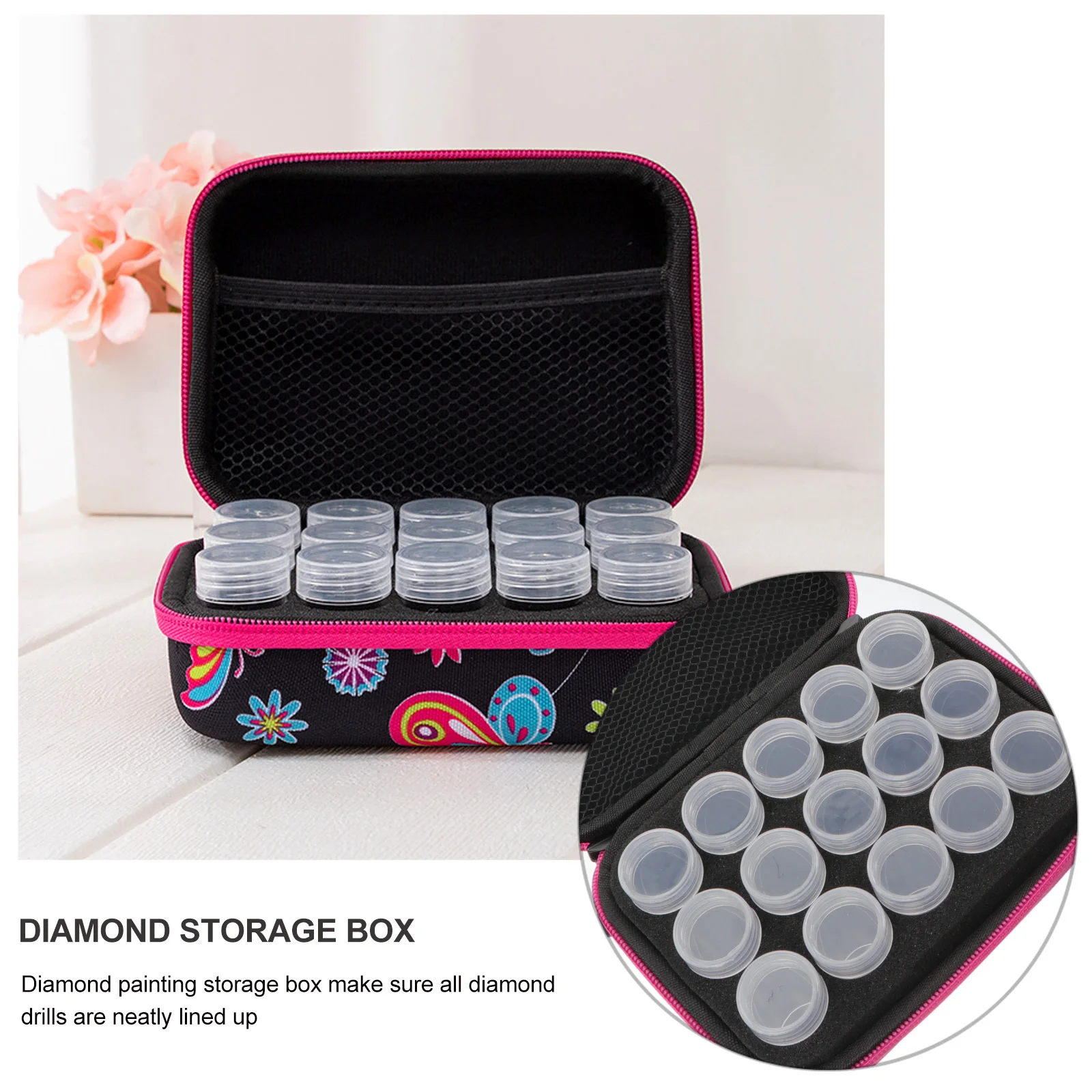 

1 set Black Butterfly Diamond Storage Box Zipper Cover For Rhinestones Beads Jewelry Painting Accessories Embroidery Case
