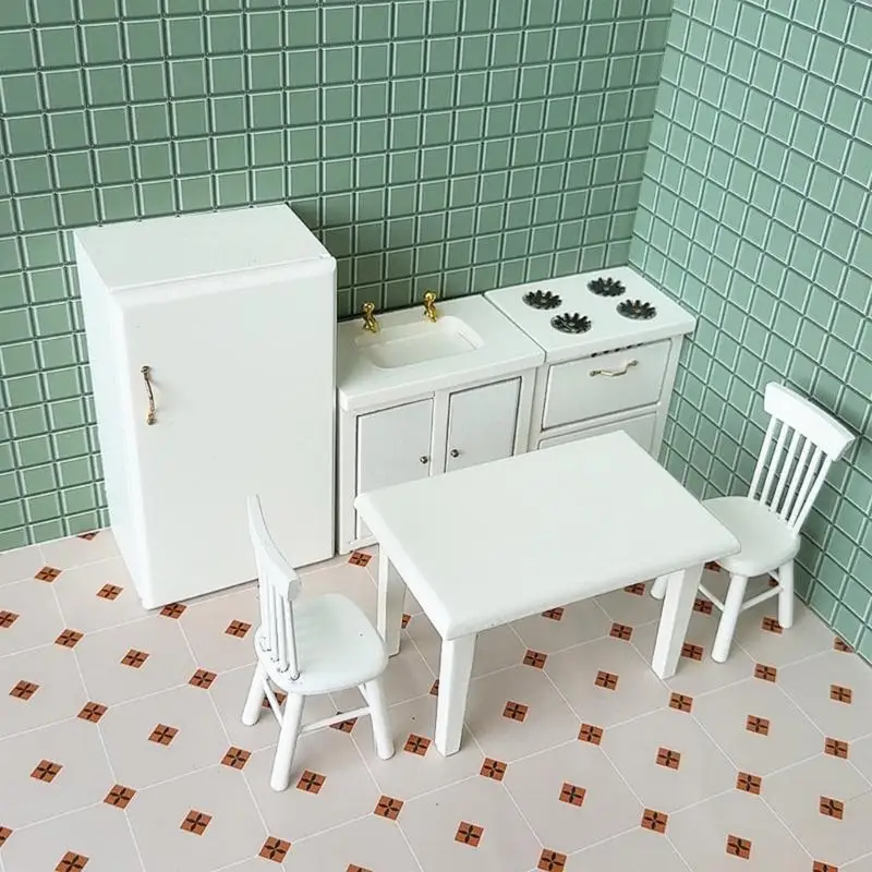 Prétendplay Kitchen Set pour 1/12 Dollhouses Scene Scene Display Furniture A2ub