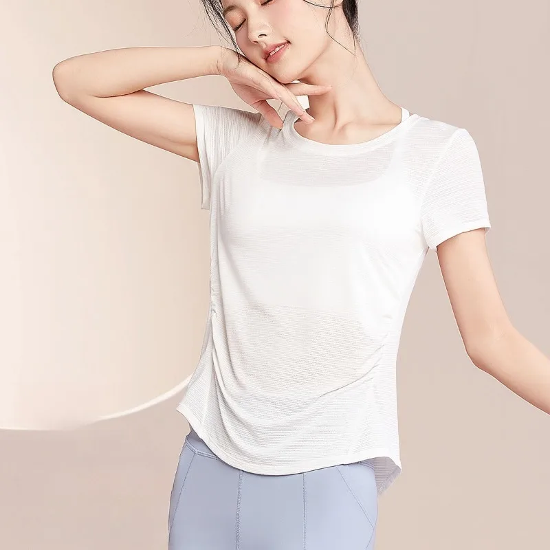 

Thin Quick Dryer Short Sleeve Fitness Clothes Beautiful Back Yoga Clothes Women's Sports Tops High-end