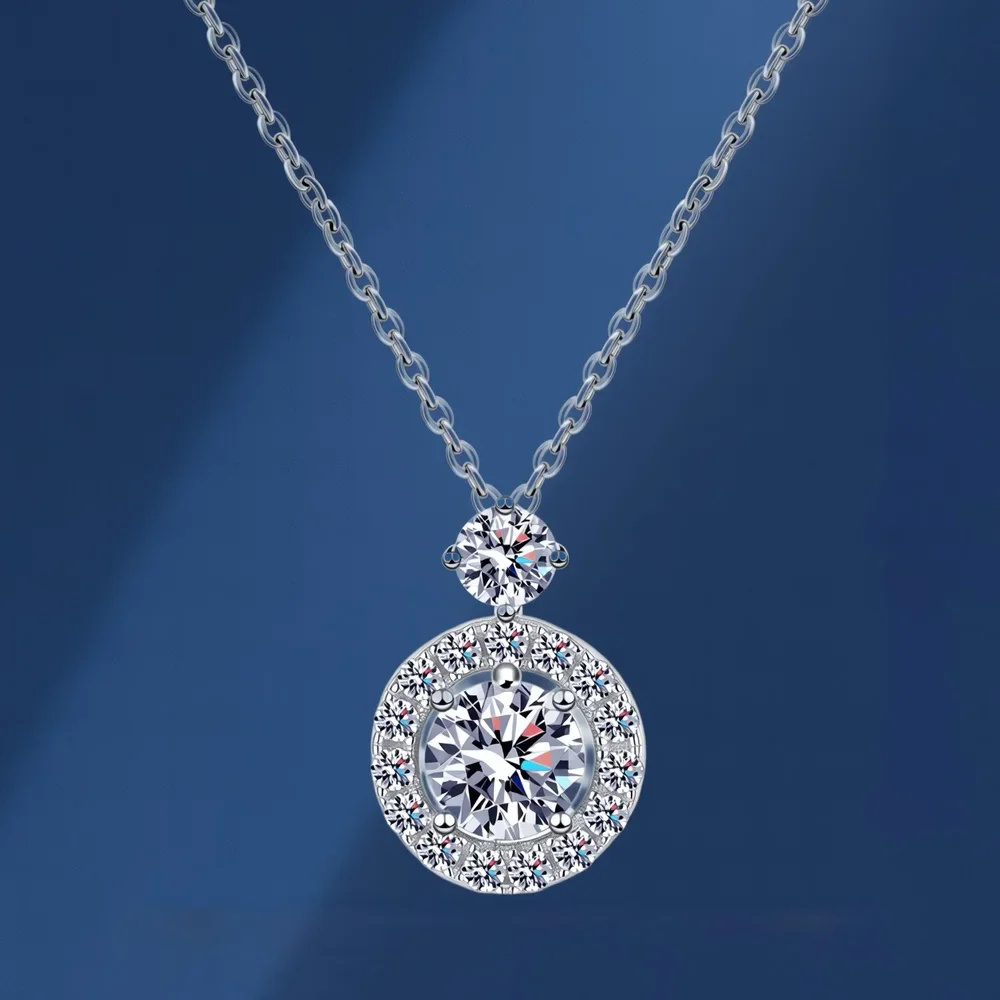 

Легкая роскошная круглая цепочка с подвеской Pt950, 1,3-каратное муассанитовое платиновое круглое полое ожерелье для женщин, свадебные ювелирные изделия, подарок