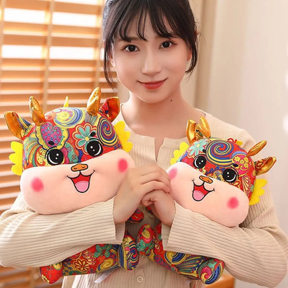 Red Dragon Plush Doll Printing Cute 3D Chinese Zodiac Toys Chinese Traditional Style Soft Plush Stuffed Animals Dragon Toy