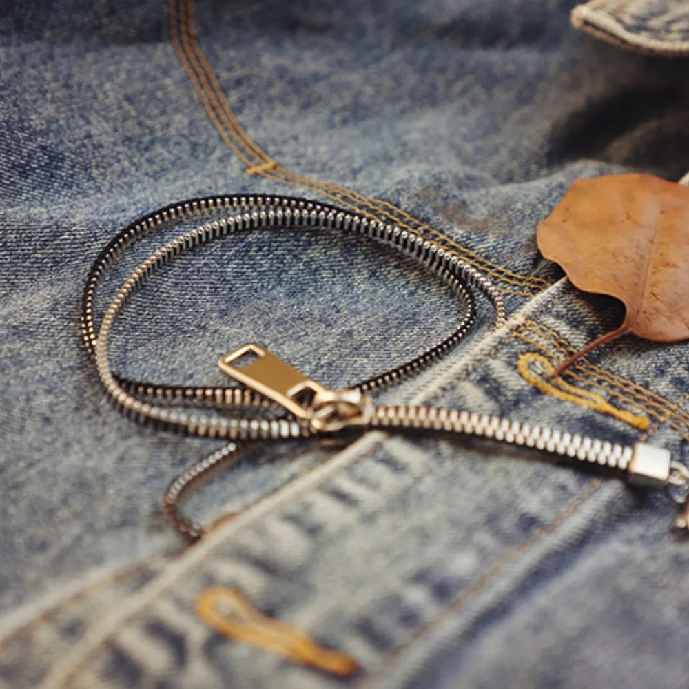 

Fashion Choker Zipper Necklace Hip-hop Titanium Steel Pull-able Zipper Sweater Chain Punk Trendy Clavicle Necklace Unisex