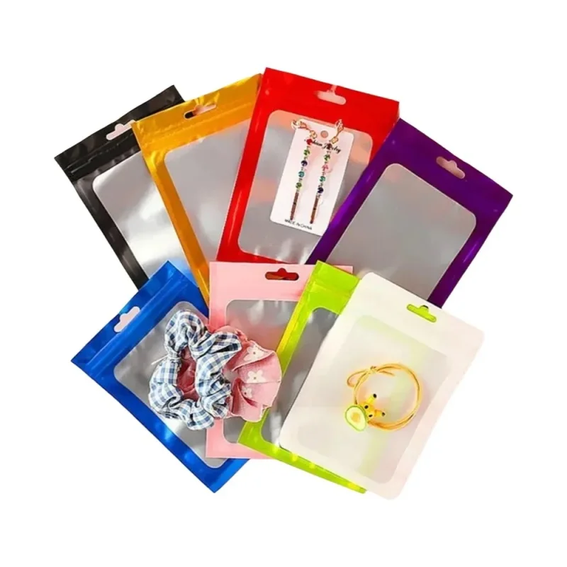 100Pcs Matte Aluminum Foil Window Zip Lock Bag DIY Cocoa Tea Sugar Candy Snack Panties Matcha Cocoa Xmas Gift Packaging Pouches