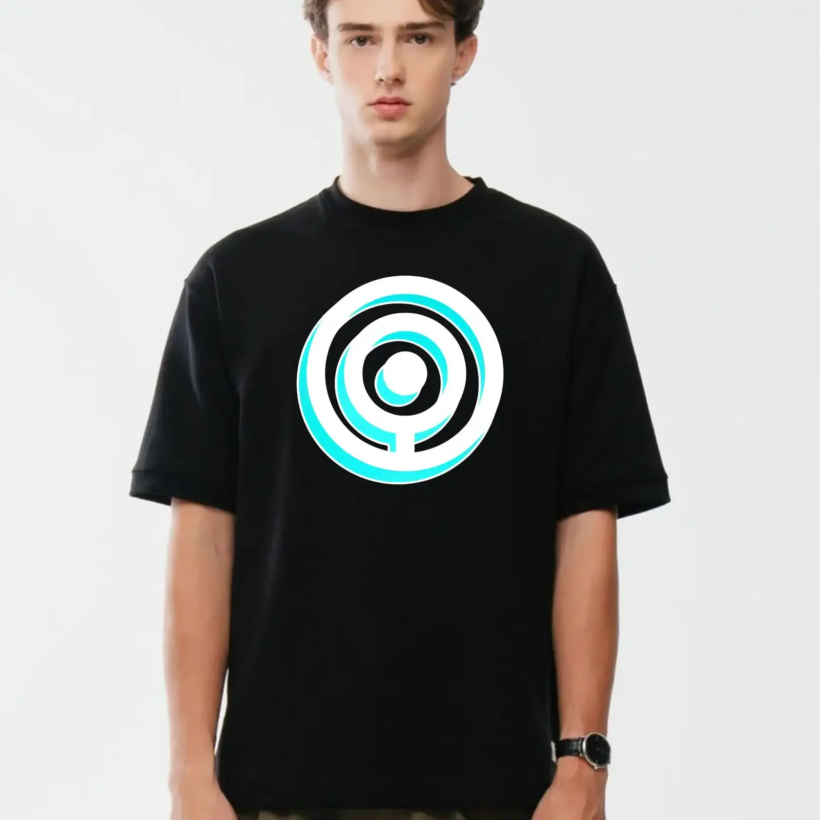 Geometric Target Maze T Shirt Arcade Style Concentric Circle 100 Cotton Novelty  vintage Washed Slightly Top For Everyday Wear