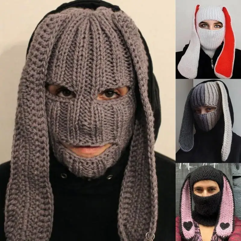 레이디 따뜻한 모자 대형 토끼 귀 모자 발라클라바 모자 여성 의류 액세서리 F3MD