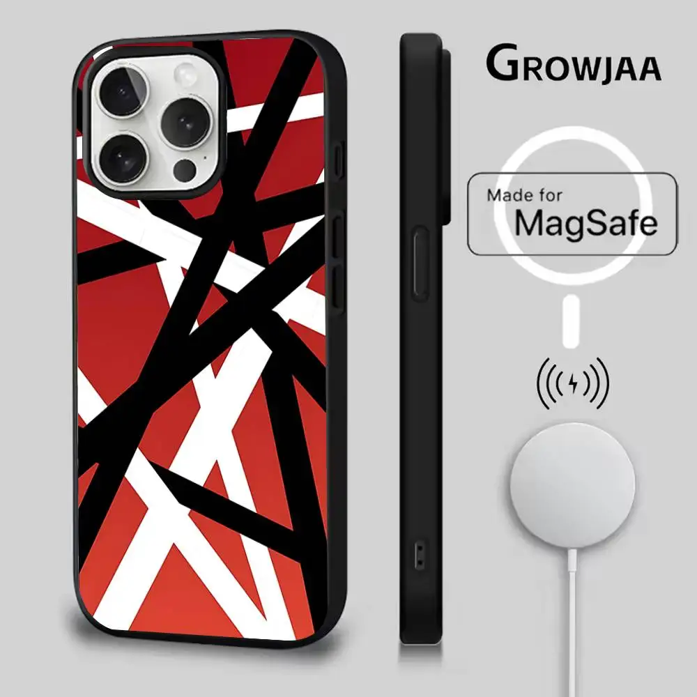 حافظة هاتف E-Eddie Van H-Halen لهاتف iPhone 17,16,15,14,13,12,11,Pro,Max,Plus,Mini,SE4,E شحن لاسلكي مغناطيسي Magsafe #3