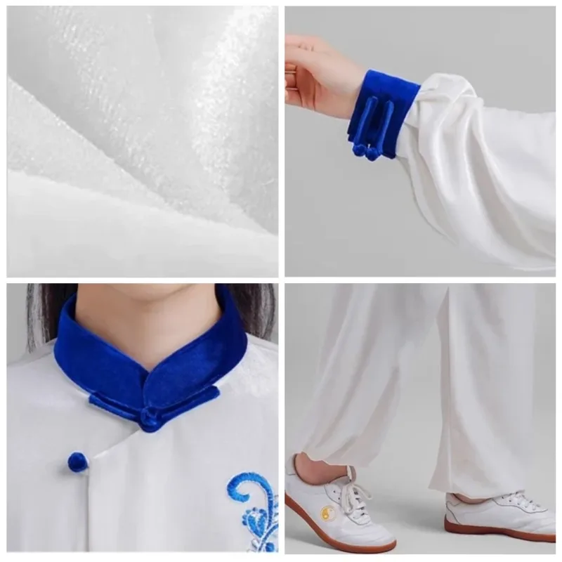 Kun Master Thicken Velvet Taichi Uniform Elegant Winter Martial Arts Suit Embroidery Kung Fu Clothes Taiji for Women