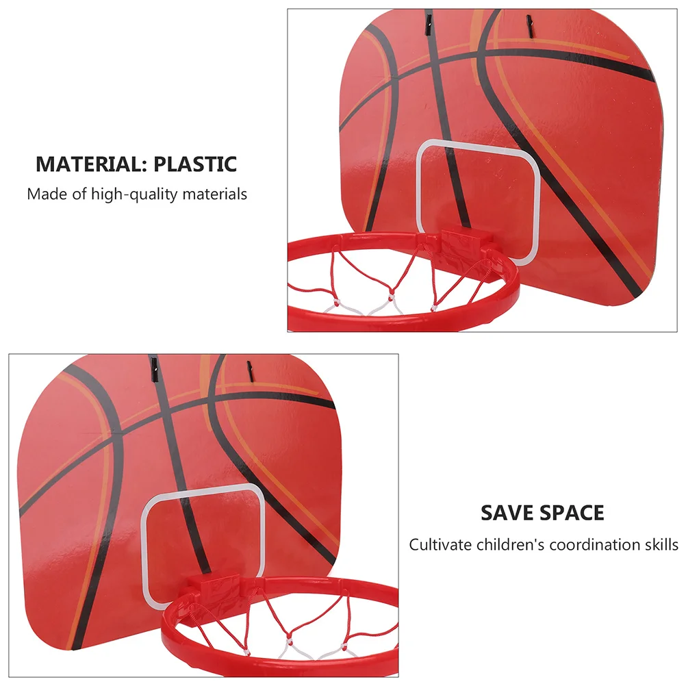 

1 Set Hanging Basketball For Kids With Mini Ball Indoor Outdoor Game Plaything Cartoon Patterned Shootout Plastic Frame Balls