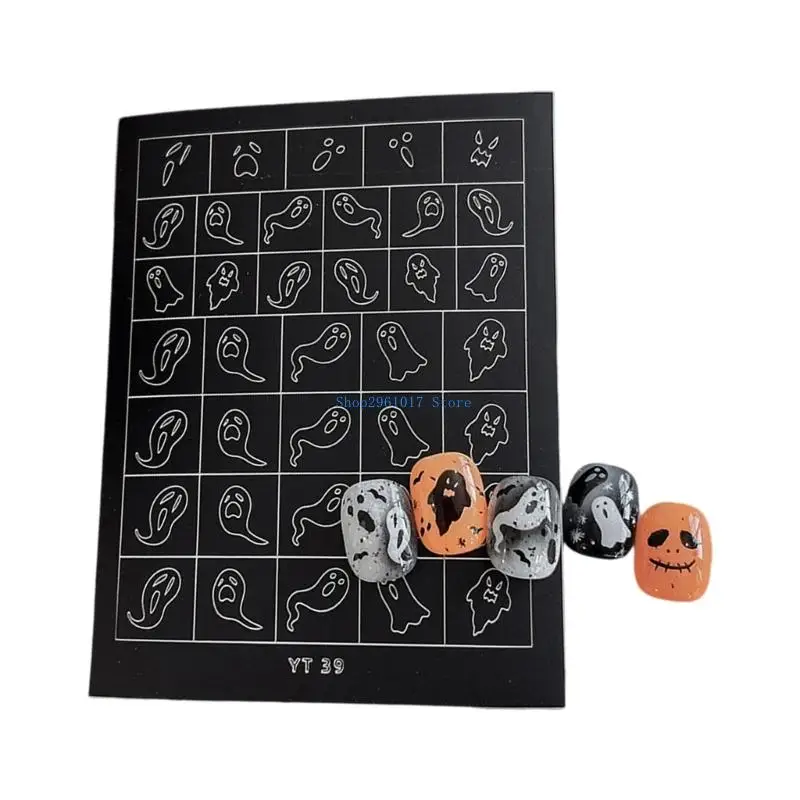 D5BF Halloween Decals Spooky Skeleton Stickers For Party Goers Quick Reusable Art Safe