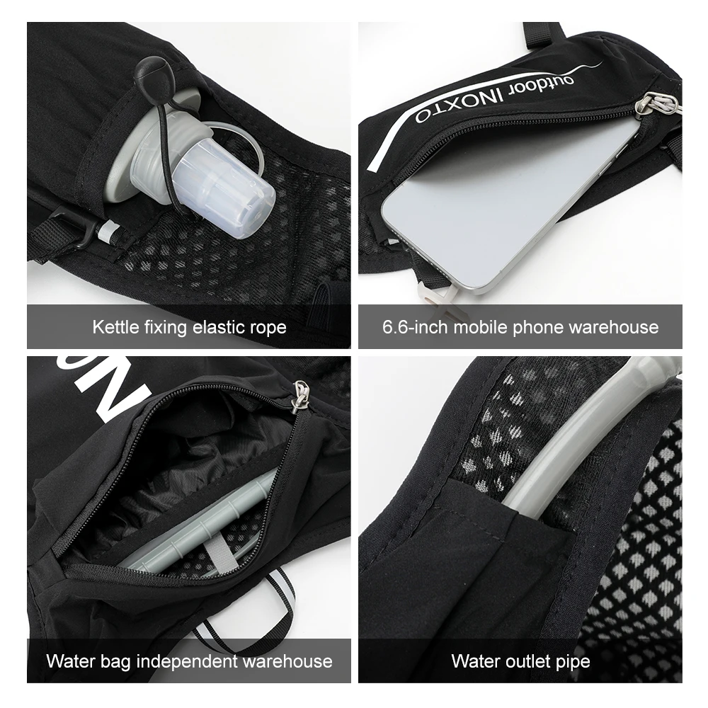 Zaino per gilet idrico da corsa, zaino leggero isolato con borsa per vescica d'acqua da 1,5 litri per escursioni, trail running, ciclismo