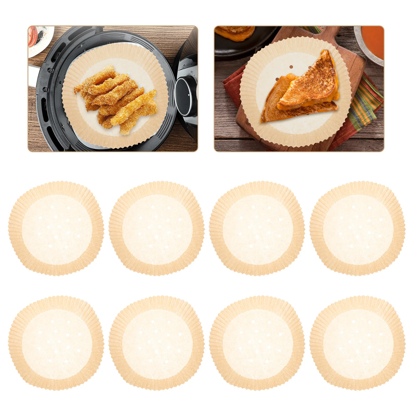 

50pcs Kitchen Paper Liner Baking Tray Non Stick Hollow Air Fryer French Fries Chicken Wing Paper Mat Oven Microwave