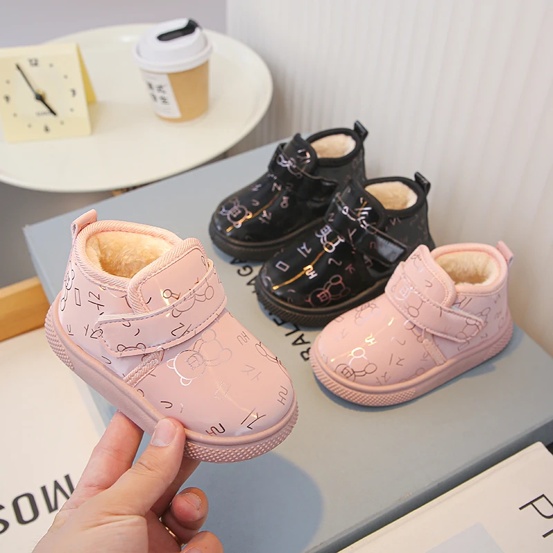 

Зимние зимние сапоги Childrena для девочек, утепленная непромокаемая теплая детская хлопковая обувь для мальчиков, повседневные однотонные короткие хлопковые сапоги, размеры 21–30 лет