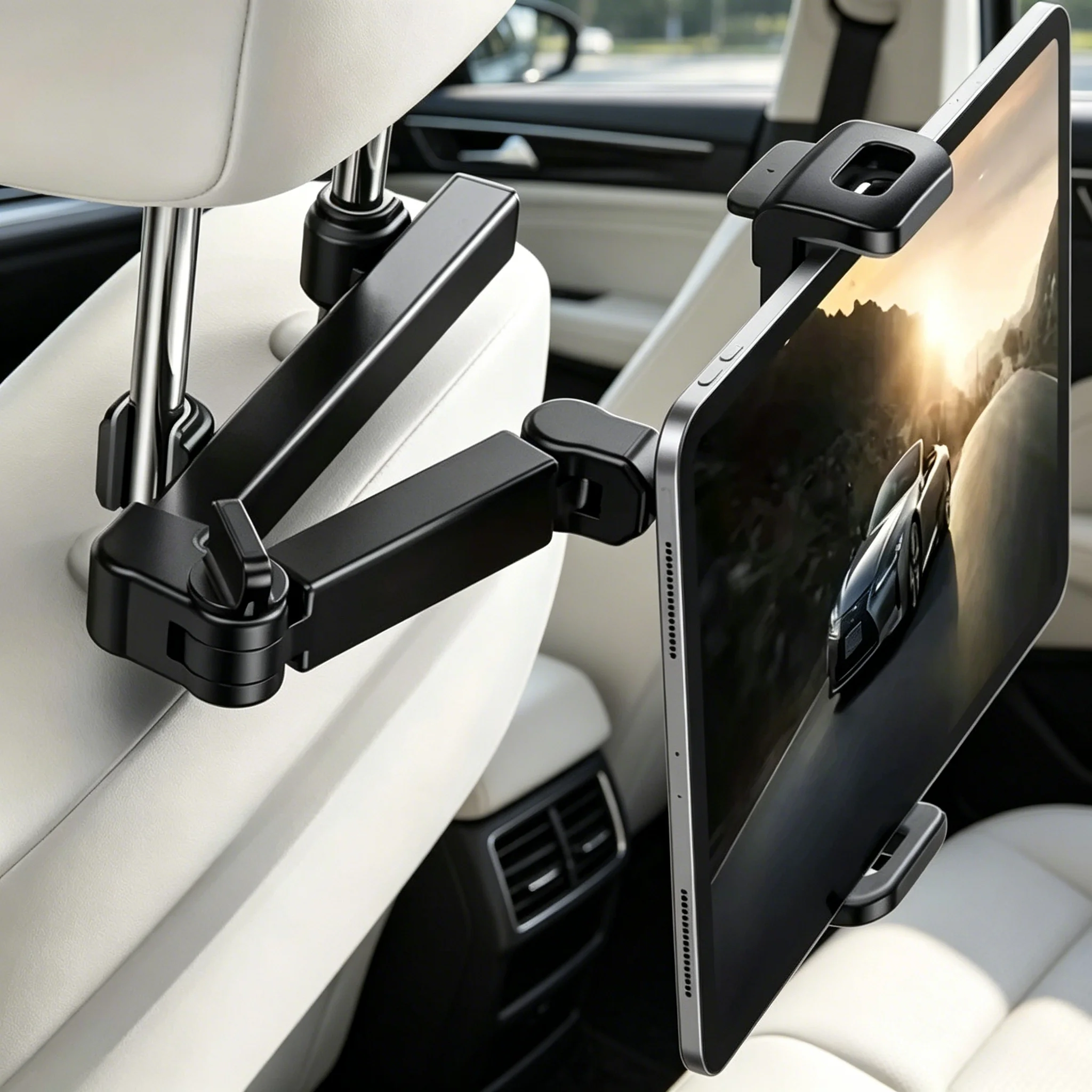 Back Seat Tablet Mount Stand Stretchable Arm Car Headrest Tablet Holder For iPad Air Kid Universal Car Backseat Travel Road Trip