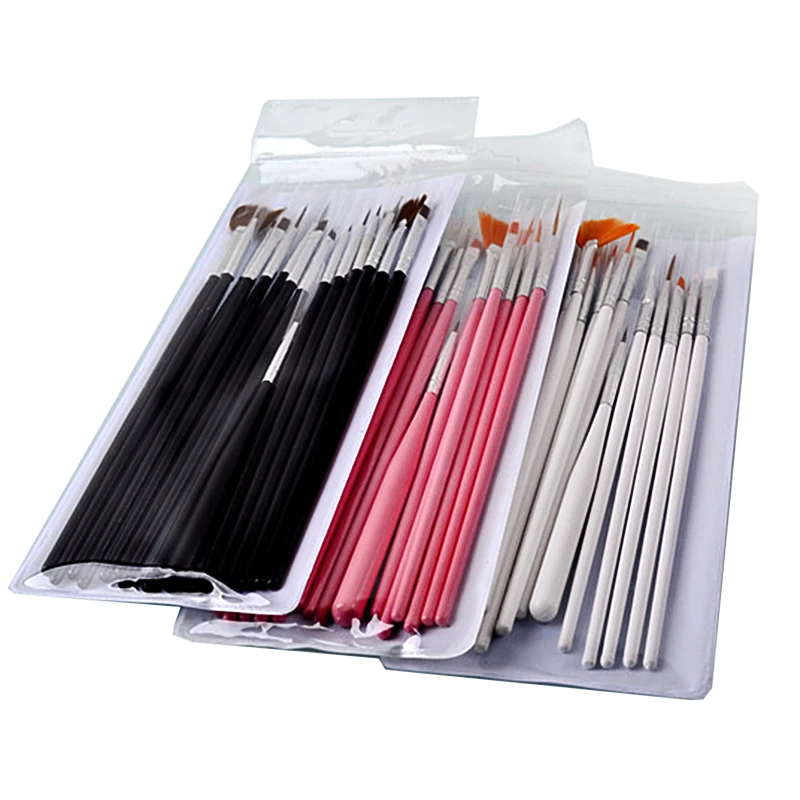 

New Nail Brushes for Designs 15PC Black Pink White Nail Art Painting Pen Line Pen Brush Drawing Liner Manicure Tools Nails Tool