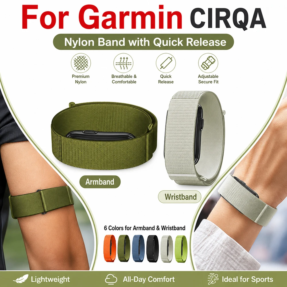 Soft Stretchy Replacement Band for Garmin CIRQA Lightweight Adjustable Nylon Armband Wristband Sports Gear for Garmin CIRQA