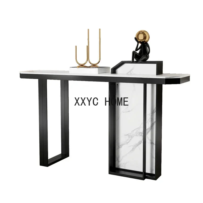 

Light Luxury Console Tables Stone Plate Modern Minimalist a Long Narrow Table Wall Decoration Side View Home Entrance Cabinet