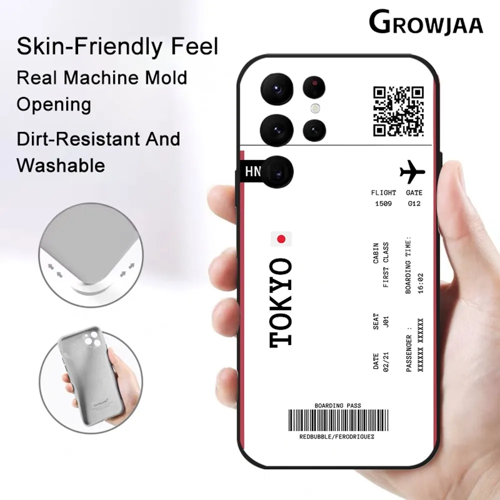 

Japan Boarding Pass Ticket Phone Case For Samsung Galaxy S25 S24 S22 S23 Ultra S21 S20 Plus 5G Protective Silicone Funda