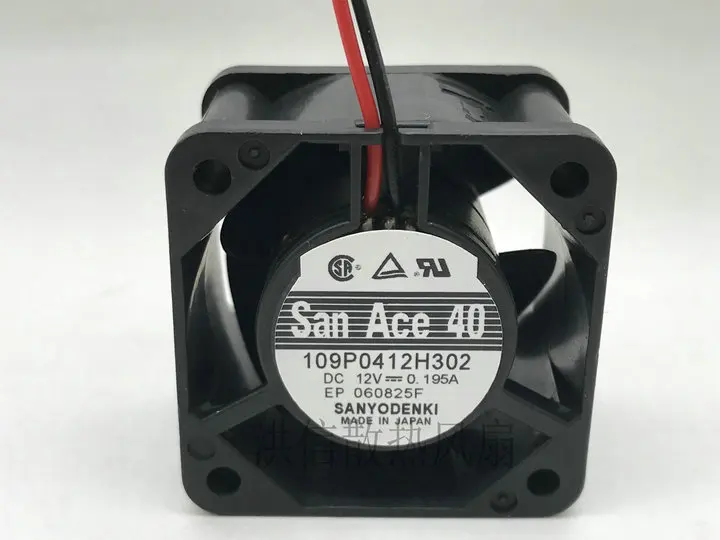 

SANYO DENKI 109P0412H302 DC 12V 0.195A 40x40x28mm 2-Wire 40mm Cooling Fan