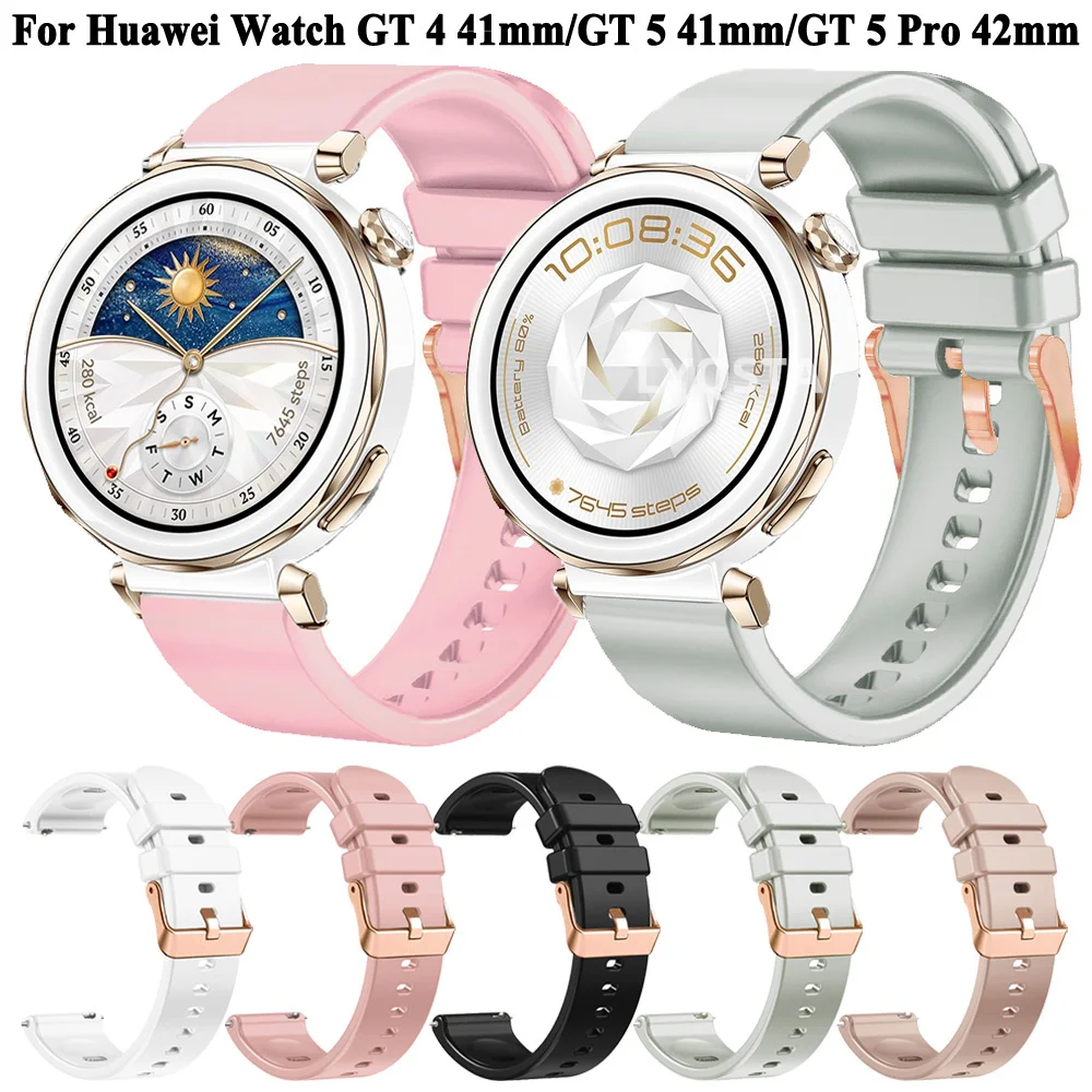 18mm Silicone Watchband For HUAWEI WATCH GT 5 GT4 41mm Strap For Huawei Watch GT 5 Pro 42mm Replacement Watchband For Women Girl