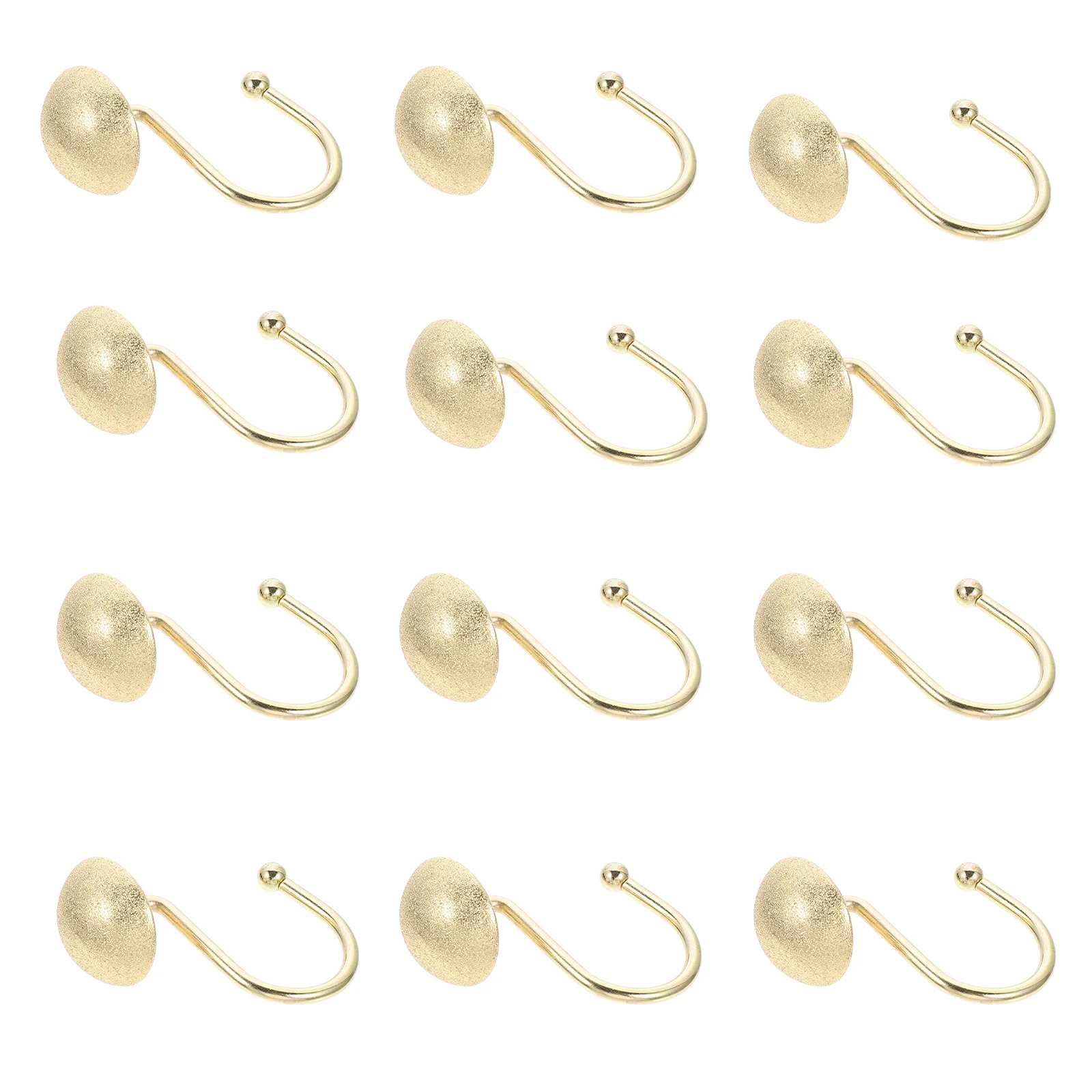 12 Pcs Drapery Hooks for Curtains Rod Zinc Frosted Hanging Rings Golden Iron Glide Shower Coat Hangers