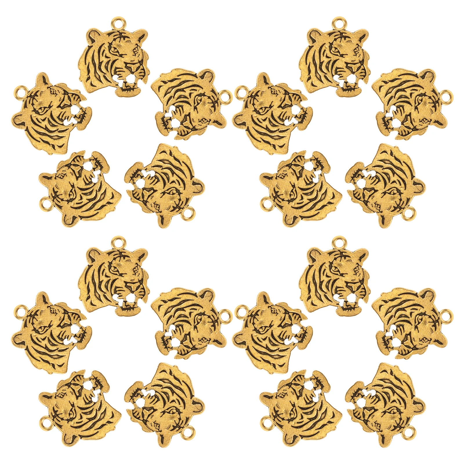 

30 Pcs Silver Accessory Charms for Necklace Making Tiger Head Jewelry Kit Office