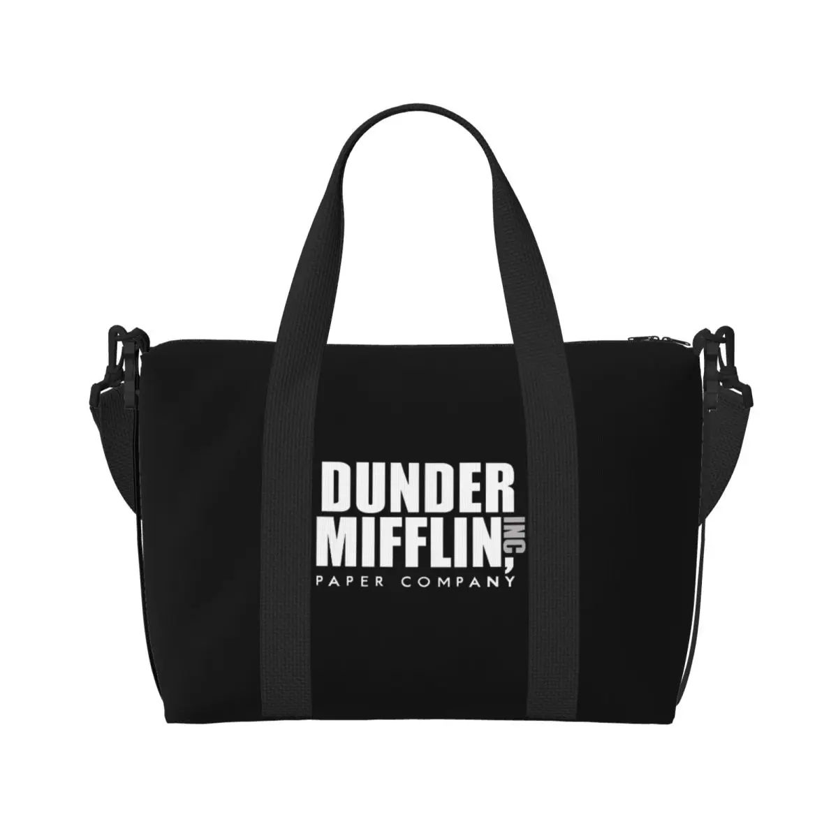 Custom The Office TV Show Dunder Mifflin Paper Company Tote Bag for Women Large Capacity Gym Beach Travel Bags