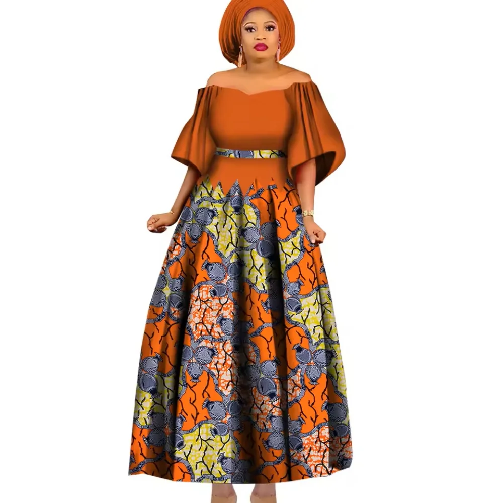 

New African Dresses for Women Ankara Dashiki Party Evening Dress Strapless Maix Long Dresses African Women Plus Size Clothing
