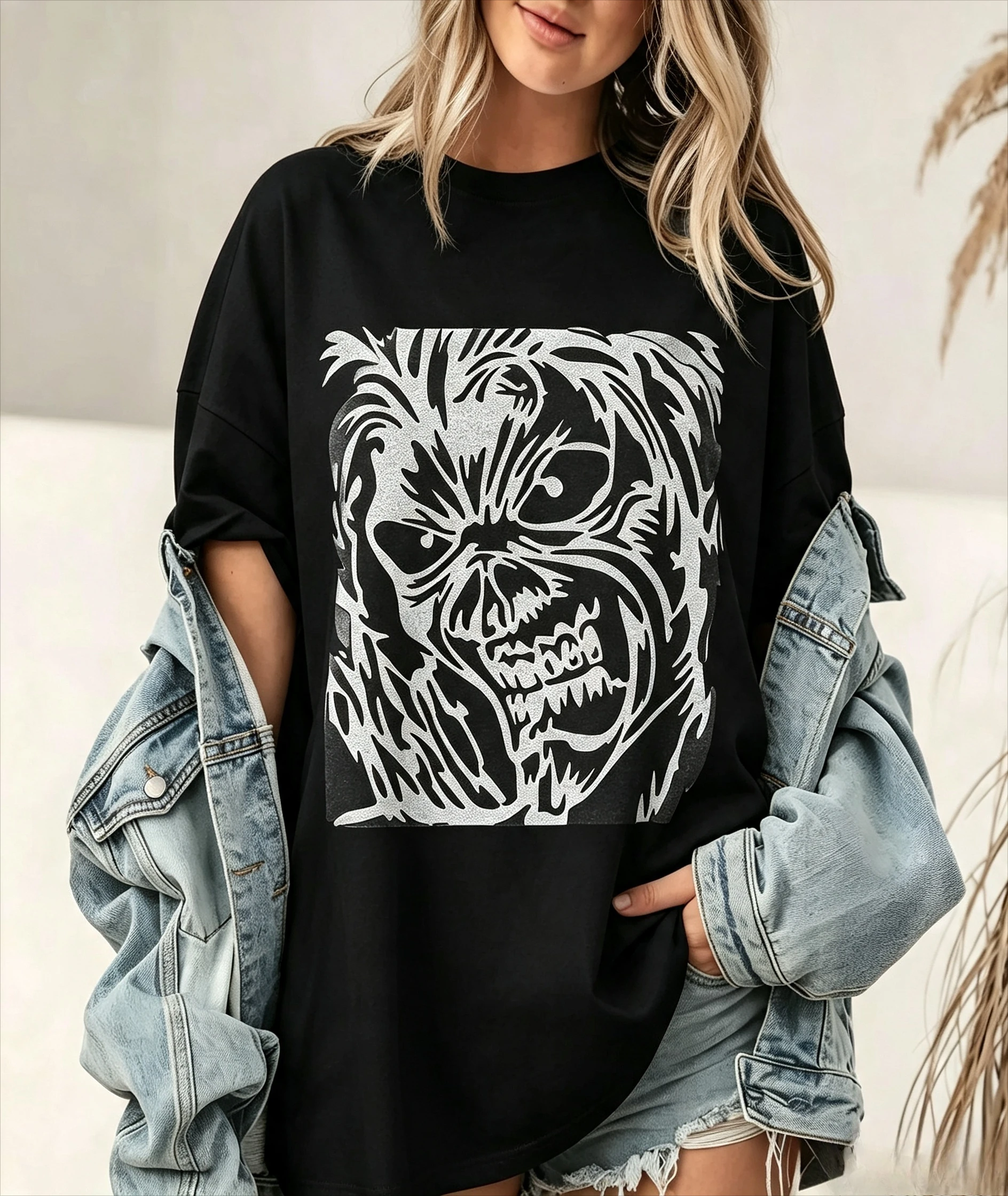 Women's Short Sleeve T‑shirt Angry Face Graphic Daily Wear Streetwear Soft Breathable Cotton Casual Tops Women Clothing