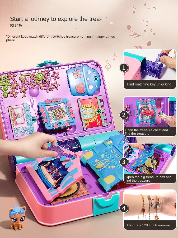 2022 New Lucky Treasure Box Pagoda Demolition Music Girl Surprise Blind Box Magic Book DIY Biżuteria Dzieci bawią się zabawkami domowymi