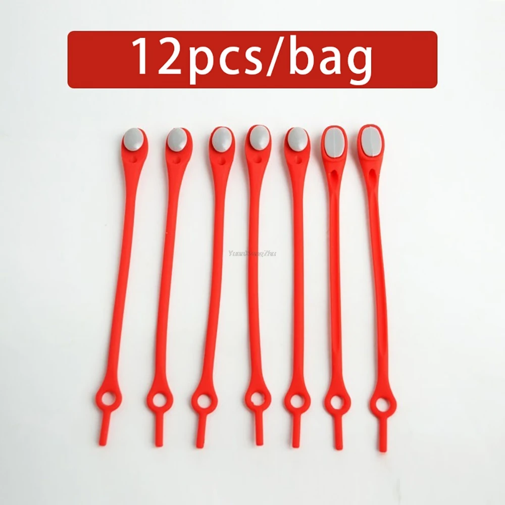 12-pack Laceless siliconen elastische veters rubberen veters volwassen kinderen luie kant gratis veters one size veelzijdig past op de meeste schoenen