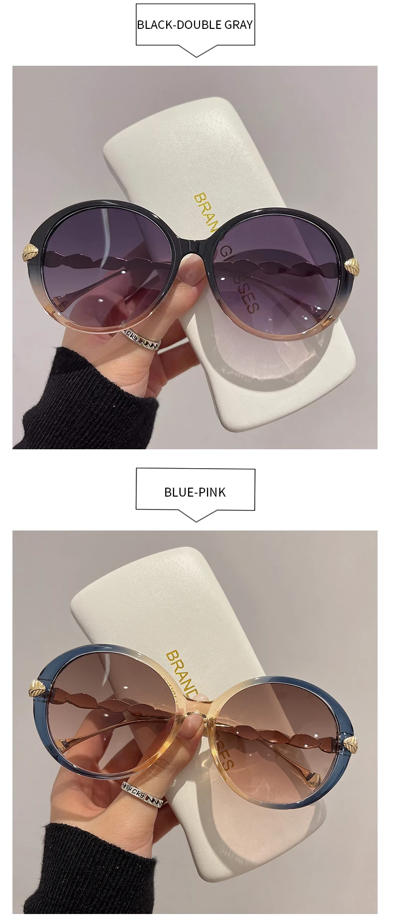 KAMMPT Runde Retro-Sonnenbrille für Damen, modisch, beliebt, Vintage-Rahmen, Herren, Luxus-Trend, Marke, Designer-Sonnenbrille, Schutzbrille – Detail 11