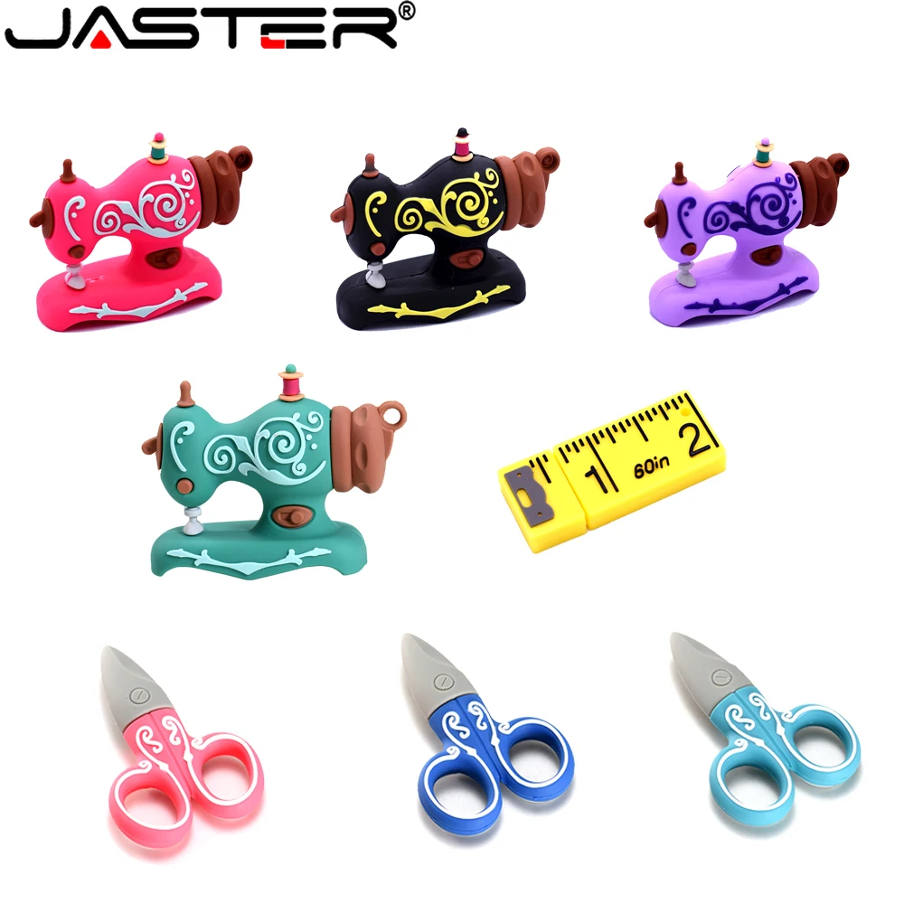 

Brand New USB2.0 128GB Pendrive Flash Drive 64GB Cartoon Full Set Tailor Sewing Machine Scissors Pen Drive 32GB USB Memory Disk