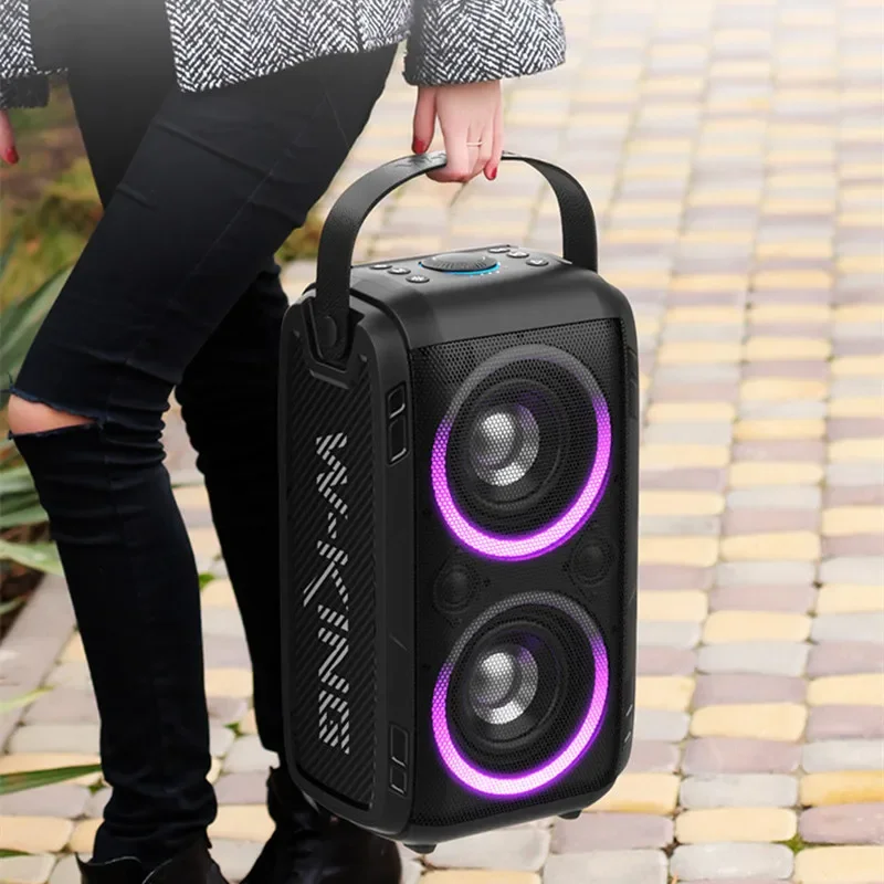 W-King 80W High-Power Karaoke Portable Outdoor Socket RGB 360 Stereo Surround Wireless Subwoofer FM radio TWS Bluetooth Speaker