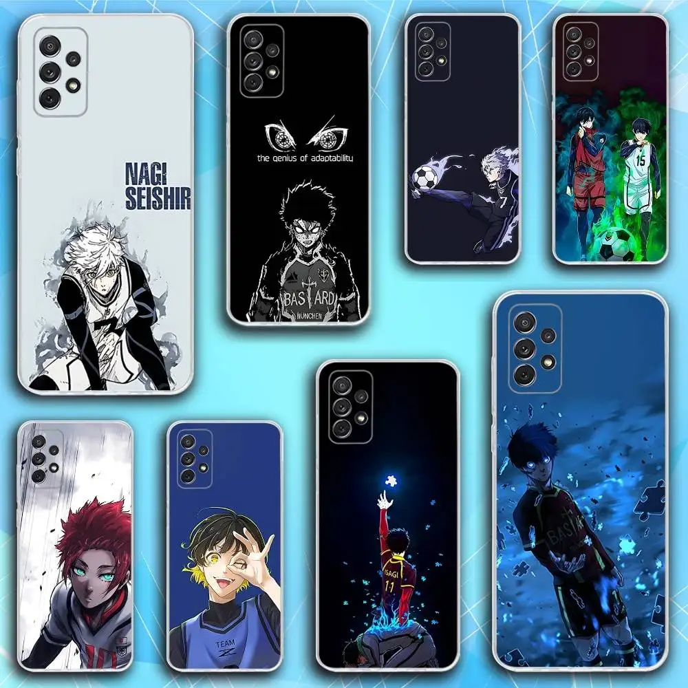 

Comics B-Blue L-Lock Phone Case For Samsung S30,23,21,22,20, FE lite,S10,9,8,7 PIus Note20ultra Soft Transparent