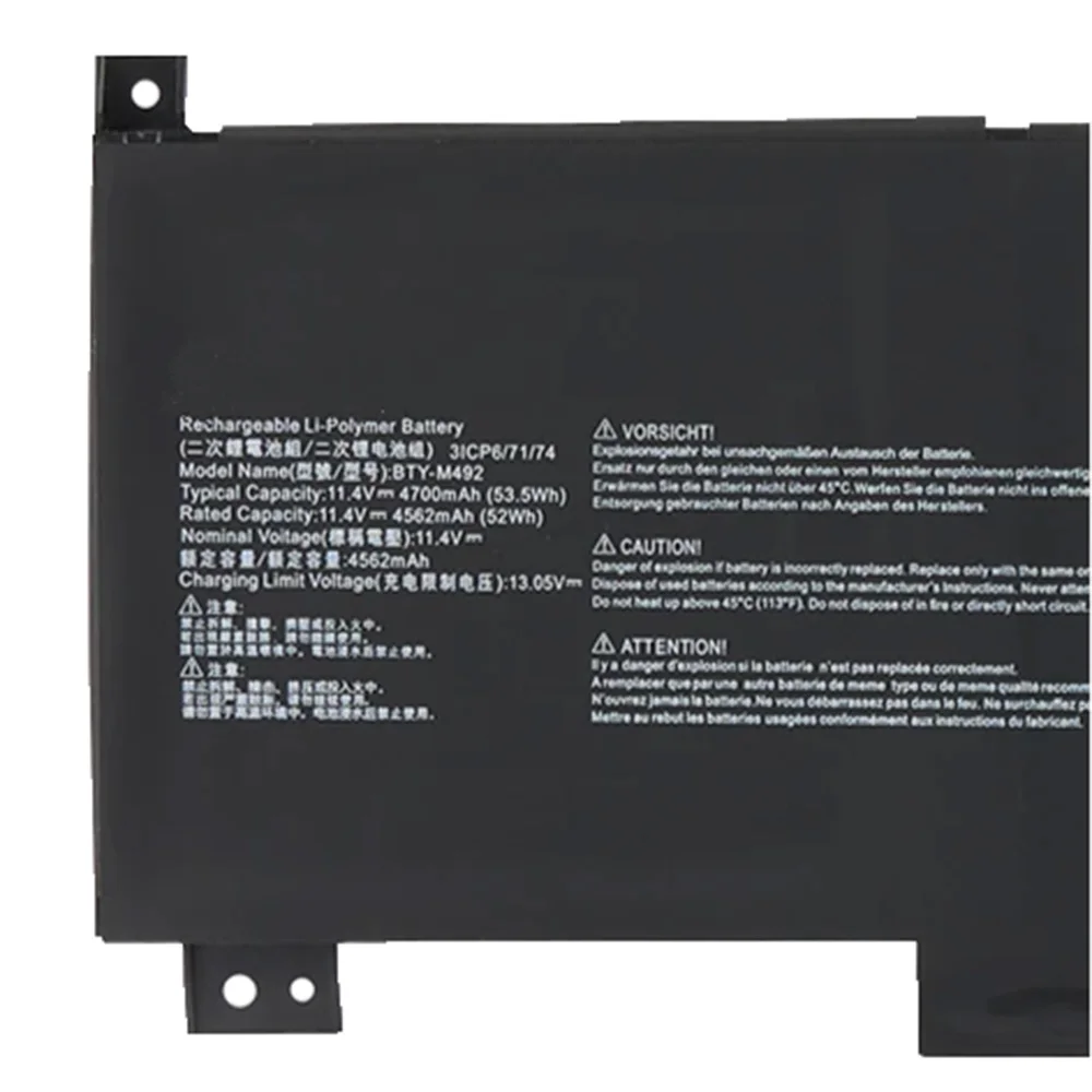 BTY-M492 11.4V 53.5WH Laptop Battery For MSI Pulse GL66 11UDK-255VN 11UEK-016AU 11UCK-200XPL GL76Katana GF66 GF76 11UD 11UE 12UG