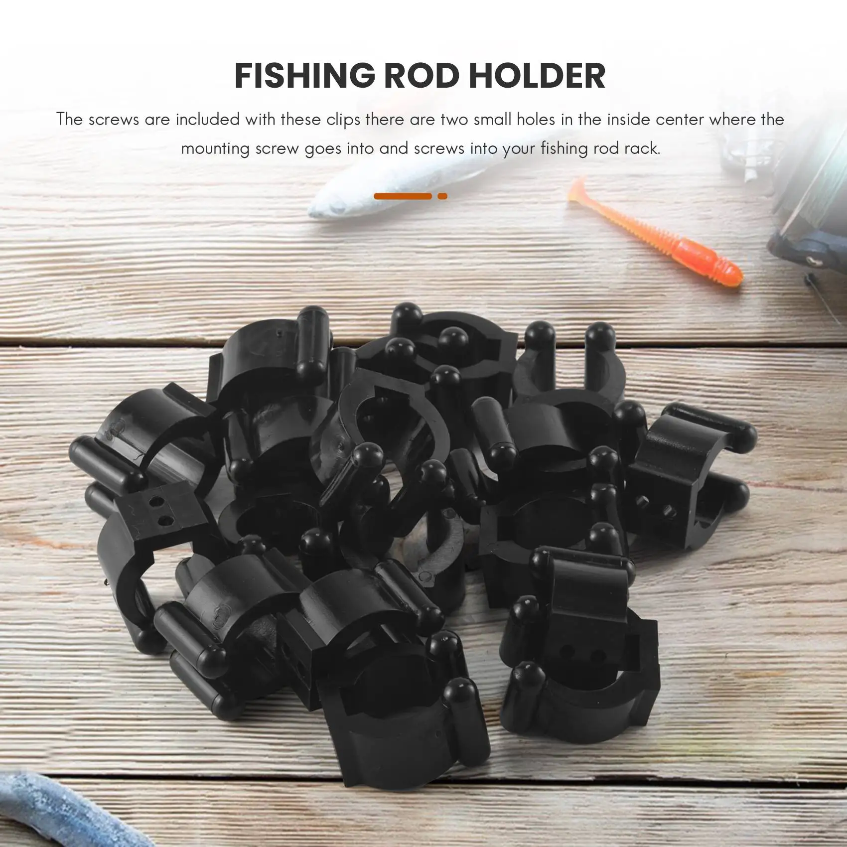 A98U 20 Pcs Fishing Pole Rod Holder Clips Black 16Mm Inside Dia Fishing Rod Storage Clips