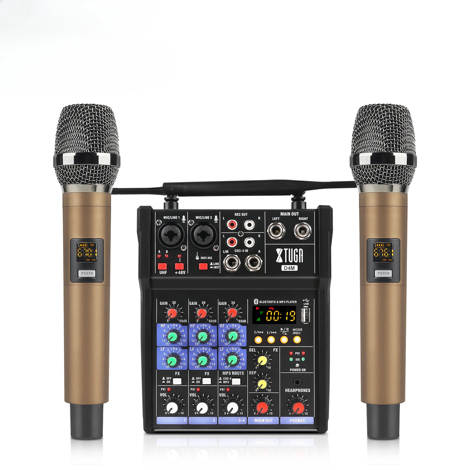 48V Interface Usb Sound Mixing 4 Channels Mini Music Microphone Studio Controller Audio Console Video Digital Dj Mixer With Mic