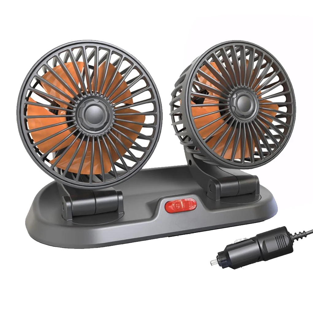 

Car Dual Head Dashboard Fan Adjustable Automotive Cooling Fans 24V
