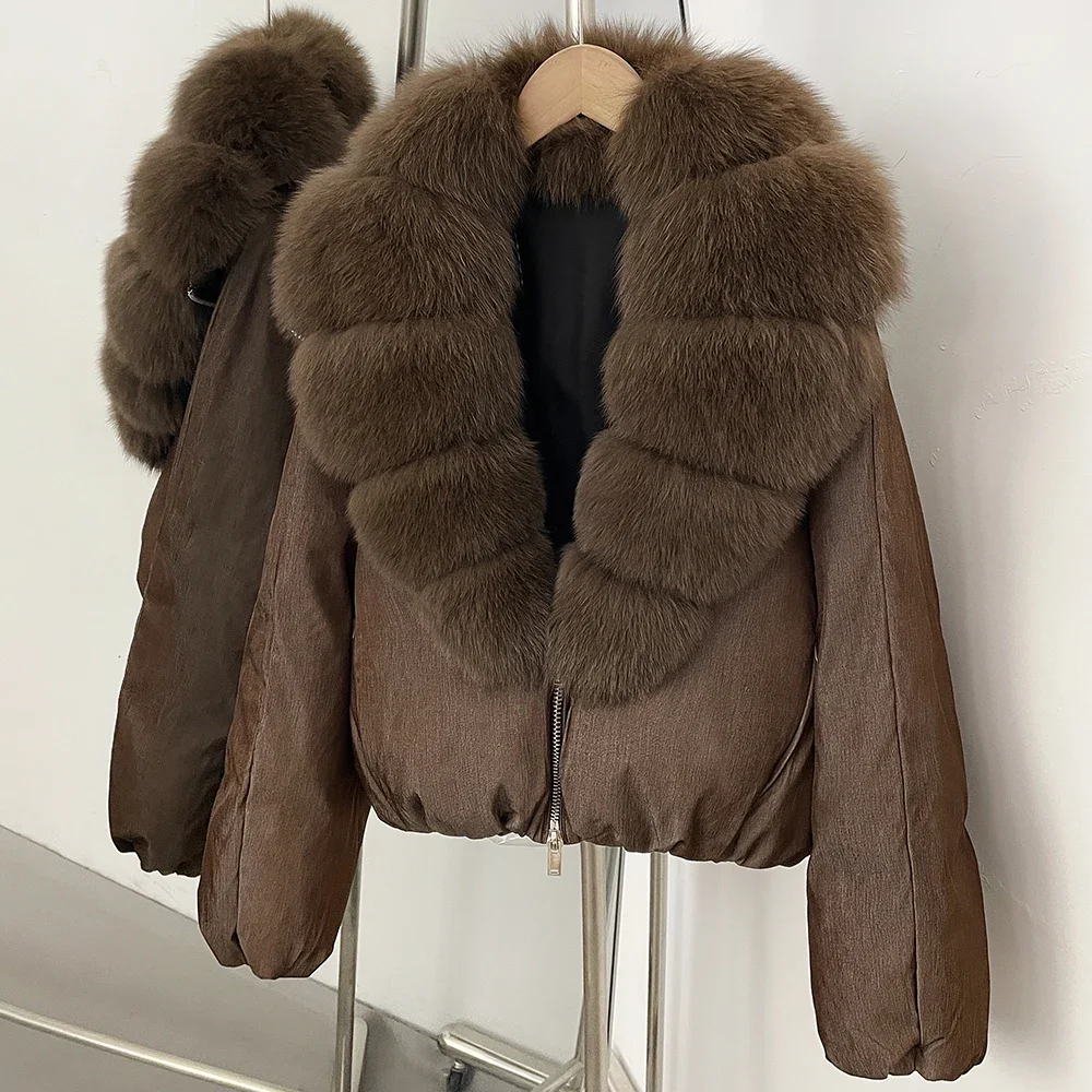 OFTBUY 90% White Duck Down Coat Luxury Winter Puffer Jacket Women Female Real Natural Fox Raccoon Fur Thick Warm Parkas