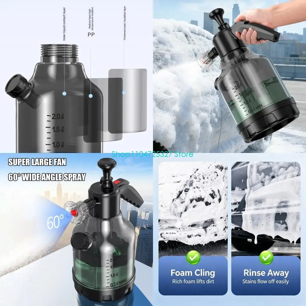 D8KF Vehicle Foam Applicator with Hand-Operated Action, Screw-Cap Side Fill Access, and Fixed Grip for Exterior Cleaning